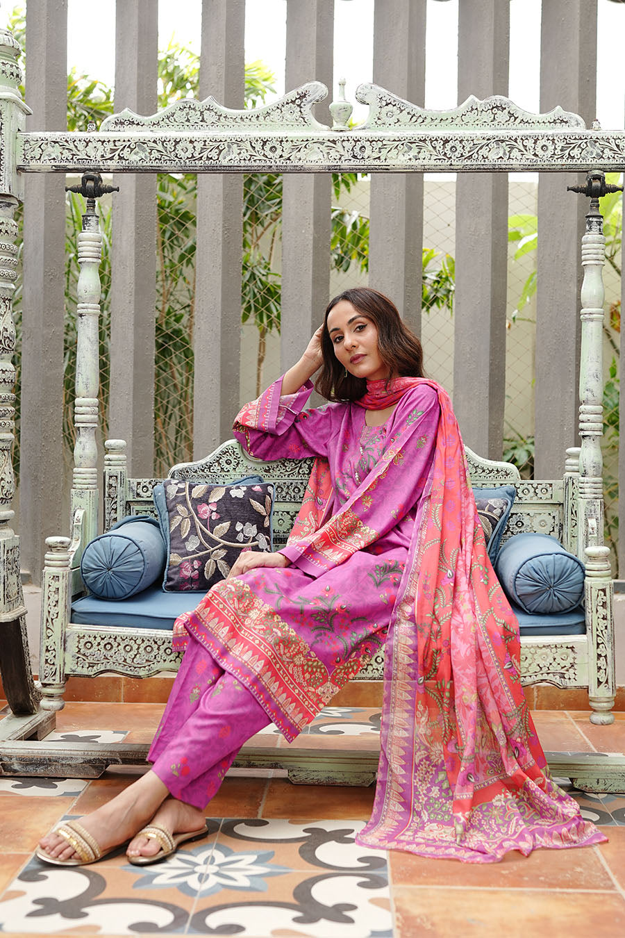 MAGENTA FLAME | Stitched 3 pcs | LAWN
