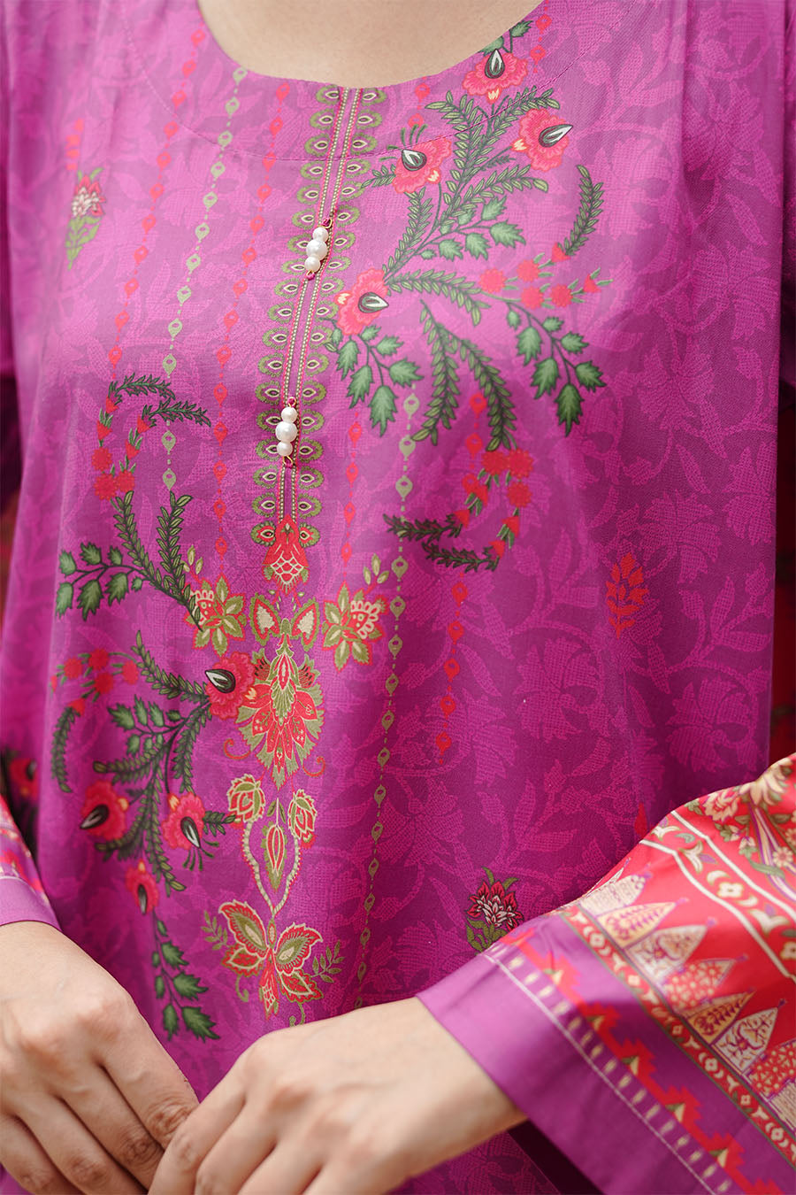 MAGENTA FLAME | Stitched 3 pcs | LAWN