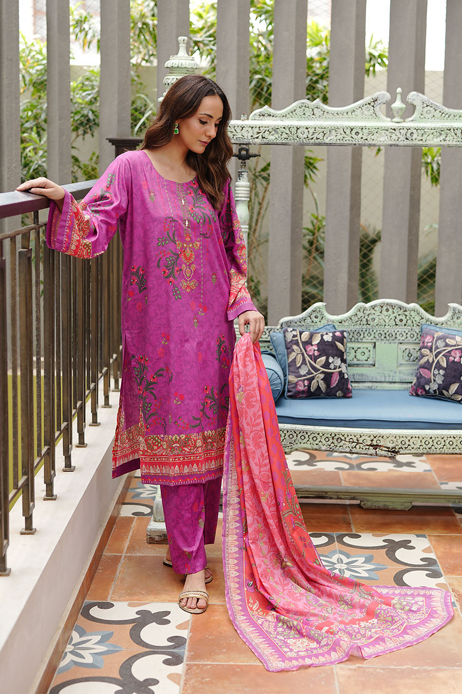 MAGENTA FLAME | Stitched 3 pcs | LAWN