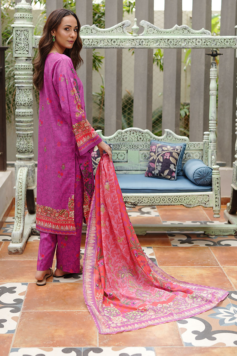 MAGENTA FLAME | Stitched 3 pcs | LAWN