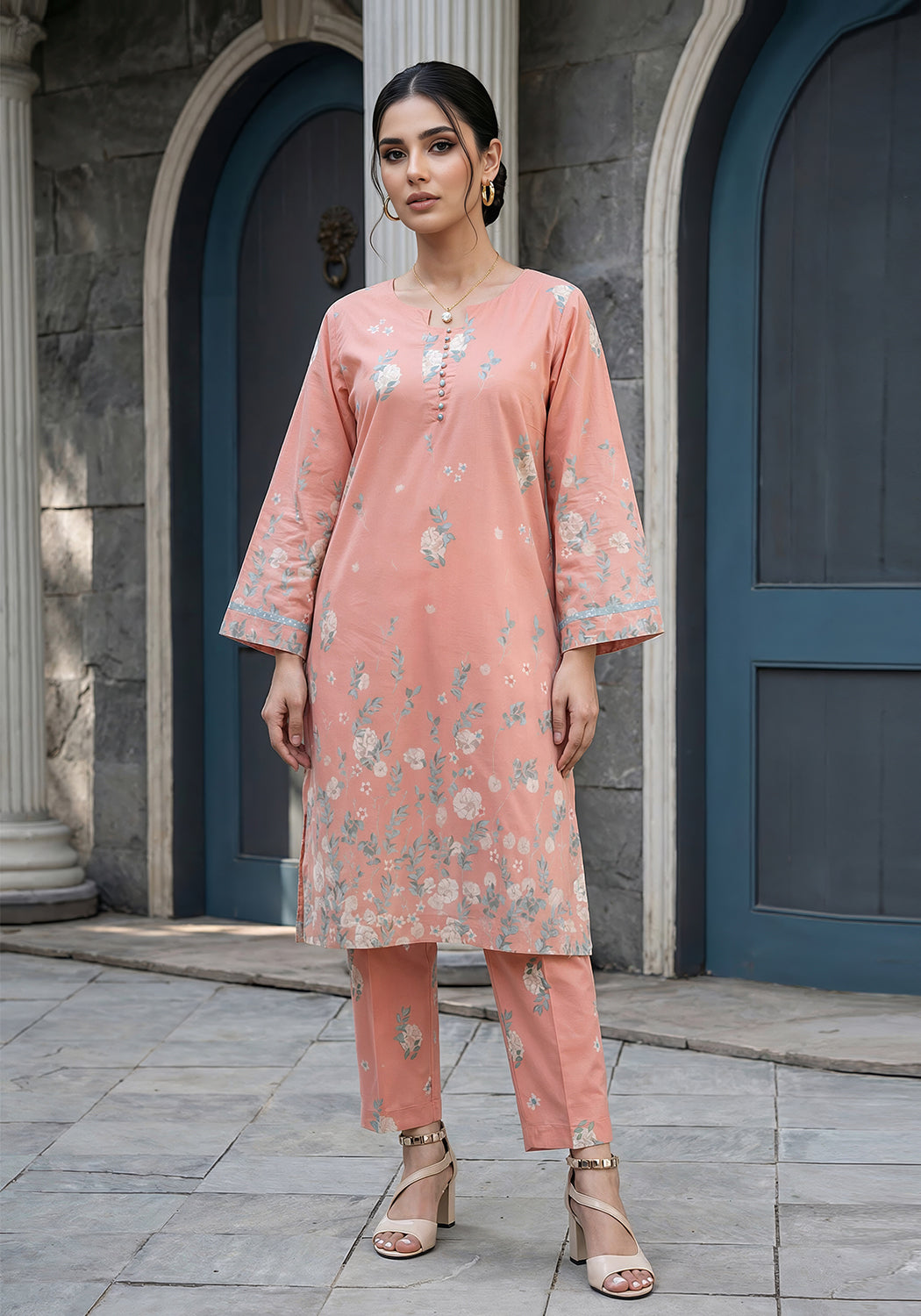 Peach Whisper | Stitched 2 PC | Lawn