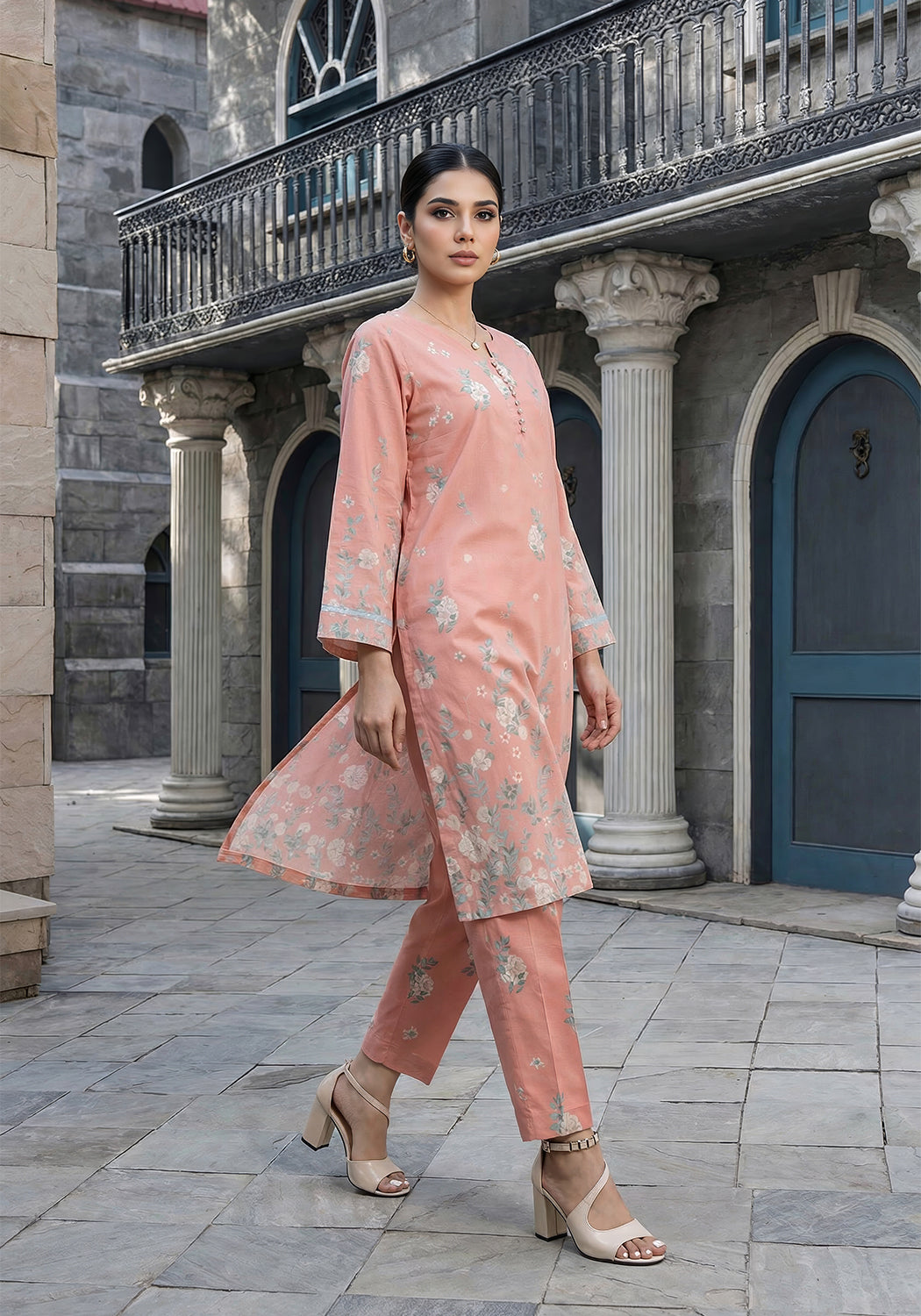 Peach Whisper | Stitched 2 PC | Lawn
