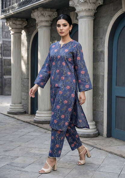 Twilight petals | Stitched 2 PC | Lawn