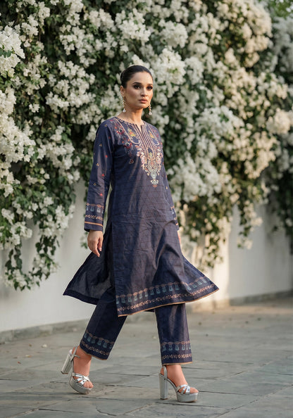 Midnight  Monarch | Stitched 2 PC | Lawn