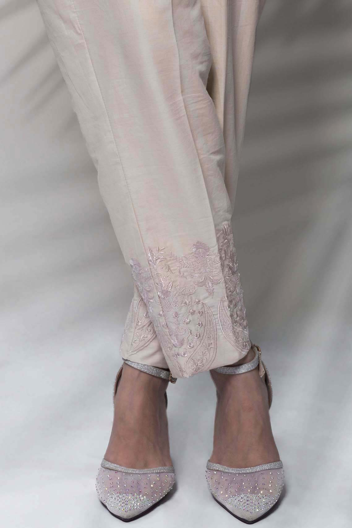 BEIGE EMB TROUSER-TEM-06