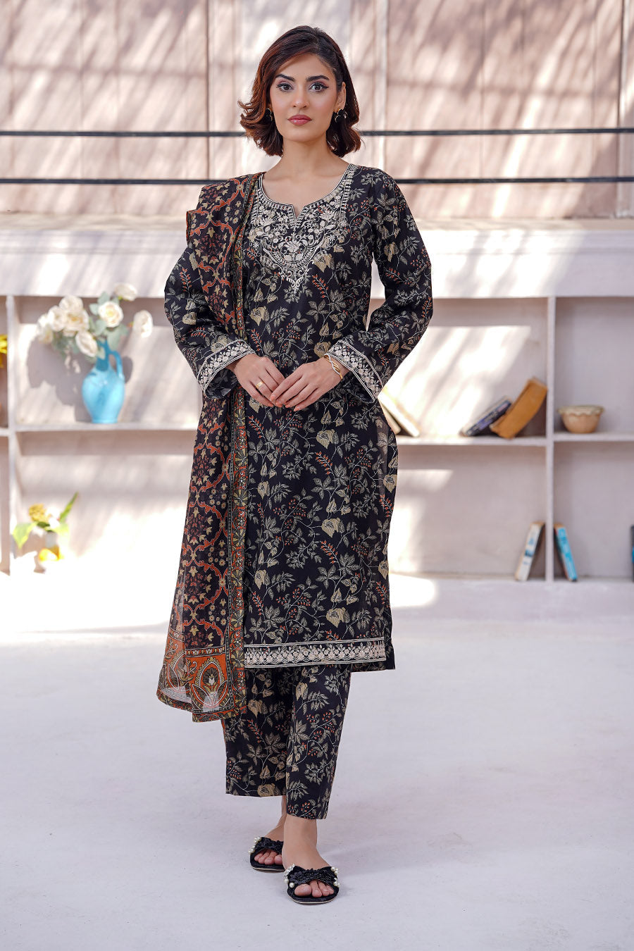 ELVA | Embroidery Stitched 3 pcs | lawn