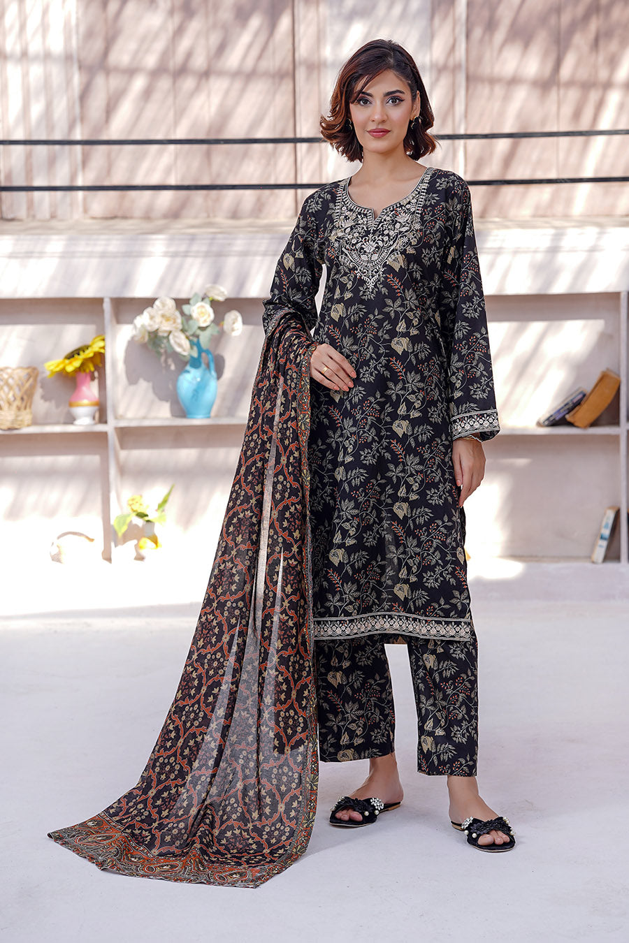 ELVA | Embroidery Stitched 3 pcs | lawn