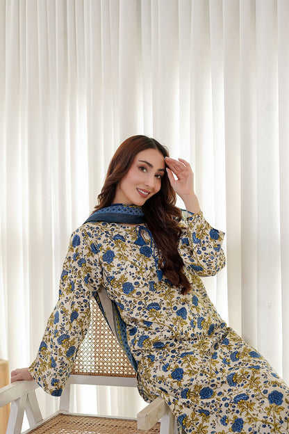 BLUE SERENDE | Stitched 3 pcs | LAWN