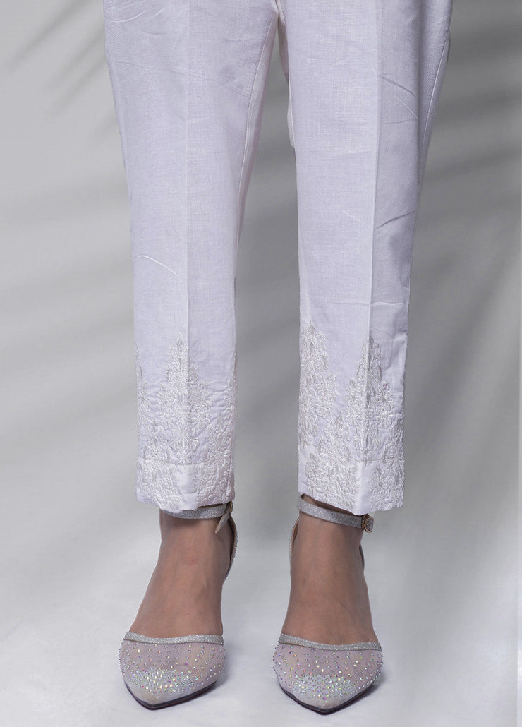 white emb trouser- TEM-01
